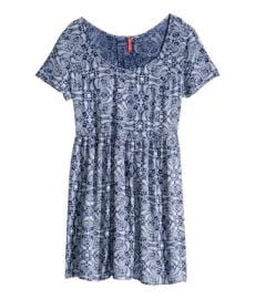 Crinkled floral dress in paisley blue at H&M