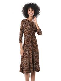 Criss Cross Front Animal Printed Jersey Dress by Donna Morgan at Amazon