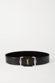 Croc-Effect Leather Belt by Saint Laurent at Net A Porter