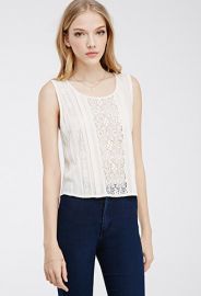 Crochet Lace-Paneled Blouse at Forever 21