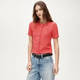 Crochet Short-sleeve Cardigan In Stripe For Women JCrew at J. Crew