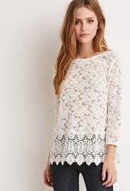 Crochet-Trimmed Lace Top  Forever 21 - 2000154643 at Forever 21