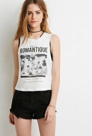 Crochet-Trimmed Romantique Graphic Tank  Forever 21 - 2000130427 at Forever 21