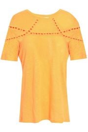 Crochet-Trimmed Slub T-shirt by Maje at The Outnet