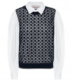 Crochet-paneled cotton-blend shirt at Mytheresa