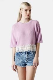 Crocheted Hem Crop Sweater Juniors at Nordstrom Rack