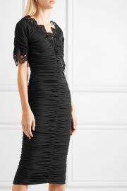 Crocheted lace-trimmed ruched silk-blend georgette dress at Net A Porter