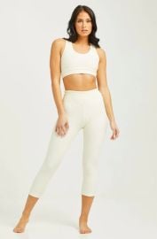 Croco Skin Cropped Leggings French Vanilla at Booty by Branants