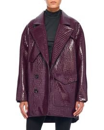 Crocodile-Embossed Oversized Patent Coat at Neiman Marcus