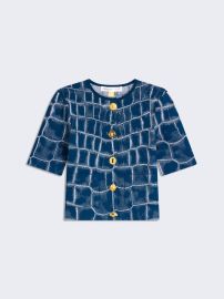 Crocodile Jacquard Cardigan by Schiaparelli Schiaparelli Knitwear Coveti at Coveti