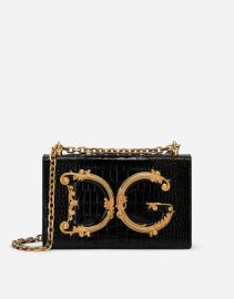 Crocodile-print calfskin DG Girls bag in Black for DolceampGabbana US at Dolce & Gabbana