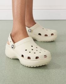 Crocs classic platform clogs in bone at ASOS