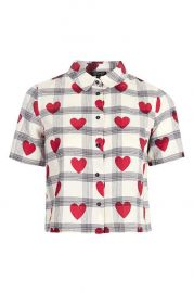 Crop Heart Check Shirt at Topshop