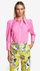 Crop Sleeve Box Pleat Shirt in Peony Dot SMYTHE at Smythe