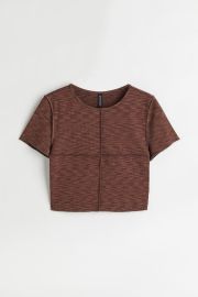 Crop Top - Dark brownpatterned - Ladies HampM US at H&M