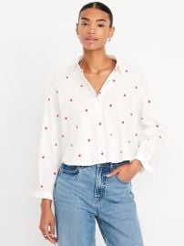 Cropped Button-Down Shirt at Old Navy