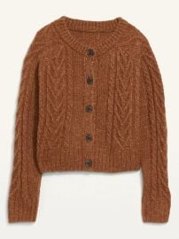 Cropped Cable-Knit Cardigan Sweater for Women at Old Navy