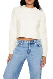 Cropped Cable Knit Sweater at Forever 21