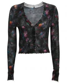 Cropped Cashmere Floral Cardigan at Intermix