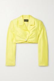 Cropped Crystal Embellished Linen Blend Blazer by Rasario at Net A Porter