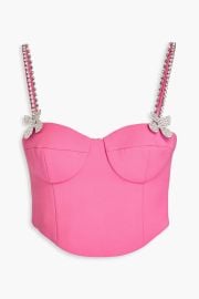 Cropped Crystal Embellished Wool Blend Crepe Bustier Top at The Outnet
