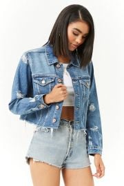 Cropped Distressed Denim Jacket by Forever 21 at Forvever 21