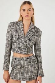 Cropped Double-Breasted Tweed Blazer at Forever 21