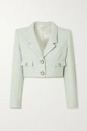 Cropped Embellished Sequined Tweed Jacket by Alessandra Rich at Net A Porter