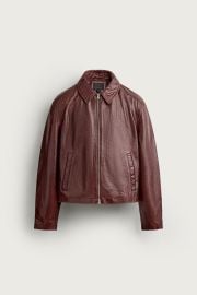 Cropped Fit Leather Jacket at Zara