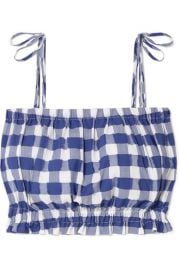 Cropped Gingham Fil Coupe Cotton Top by MDS Stripes at Net A Porter