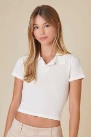 Cropped Jersey-Knit Polo Shirt at Forever 21