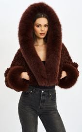 Cropped Kali Vegan Shearling Fur Hooded Jacket at Nordstrom