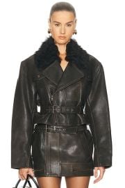 Cropped Leather Biker Jacket at FWRD