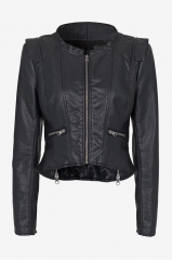 Cropped Leather Jacket at French Connection