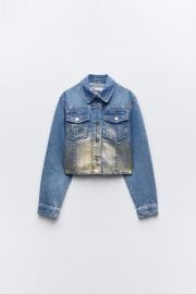 Cropped Metallic Denim Jacket at Zara