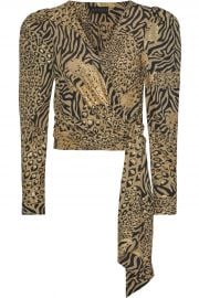 Cropped Metallic Printed Crepe Wrap Blouse by Dundas at The Outnet