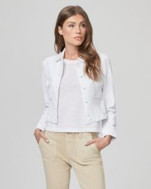 Cropped Pacey Denim Jacket - Crisp White at Paige