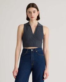 Cropped Polo Ribbed Knit Tank at Quince