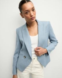 Cropped Rickie Dickey Jacket in Heather Smoke Blue at Veronica Beard