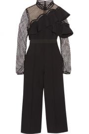 Cropped Ruffled Guipure Lace and Crepe jumpsuit by Self Portrait at Net A Porter