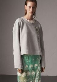 Cropped Sweatshirt with Crystal Brooch at Burberry