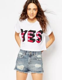 Cropped T-Shirt With Yes Print at Asos