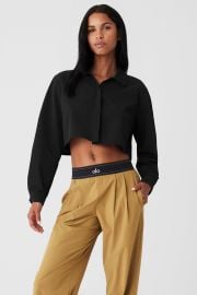 Cropped Take Me Out Button Up - Black Alo Yoga at Alo Yoga