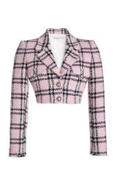 Cropped Tartan Sequin Tweed Jacket By Alessandra Rich at Moda Operandi