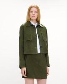 Cropped Trench Coat in Suede at Theory