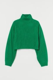 Cropped Turtleneck Sweater - Green - Ladies  HampM US at H&M