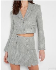 Cropped Tweed Blazer at Express