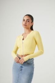 Cropped Zip-Up Sweater at Forever 21