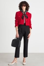 Cropped basketweave jacket red Intrend at Intrend