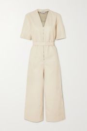 Cropped belted vegetarian leather jumpsuit at Net a Porter